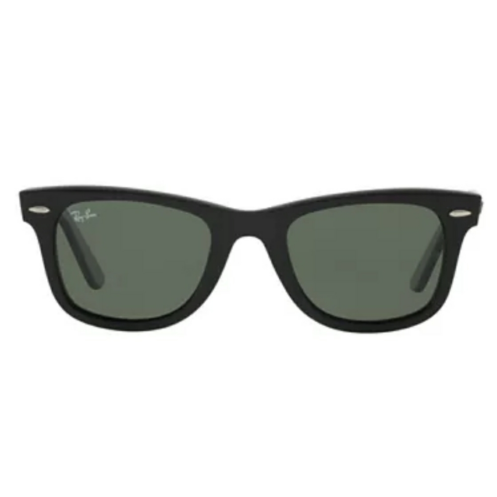 Ray-Ban Black Frame Green Lens Classic Wayfarer Sunglasses